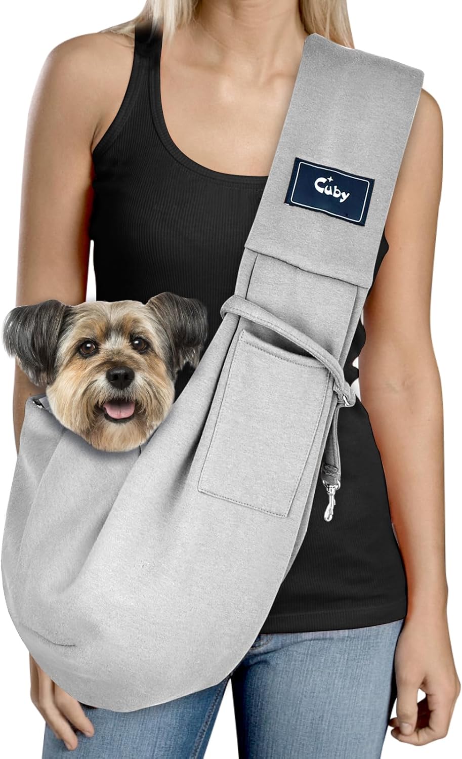 CUBY Hands-Free Pet Sling - Reversible Design - Classic Grey