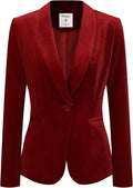 Velvet Shawl Collar Blazer - Office Coat with 1 Button