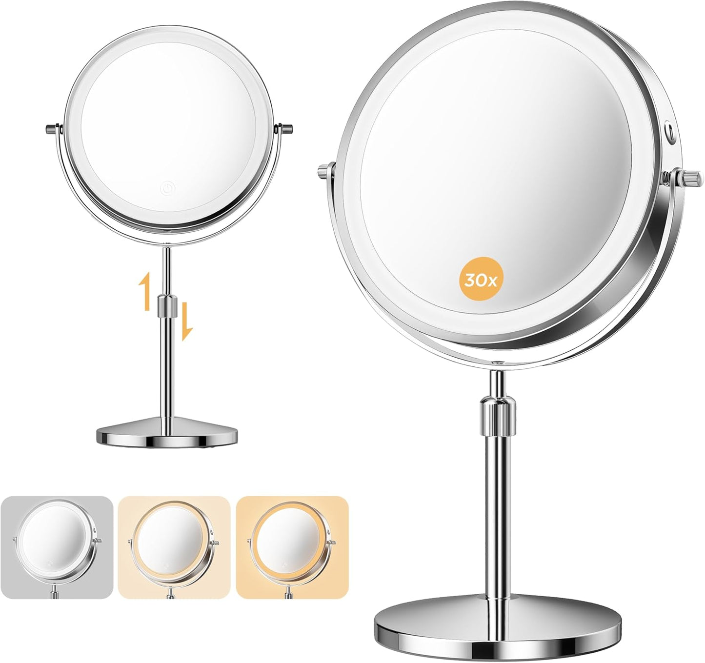 30X Magnifying Makeup Mirror with Adjustable Brightness & Colors