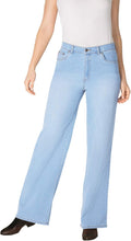 Woman Within Plus Size Stretch Denim Wide-Leg Jeans - Relaxed Fit