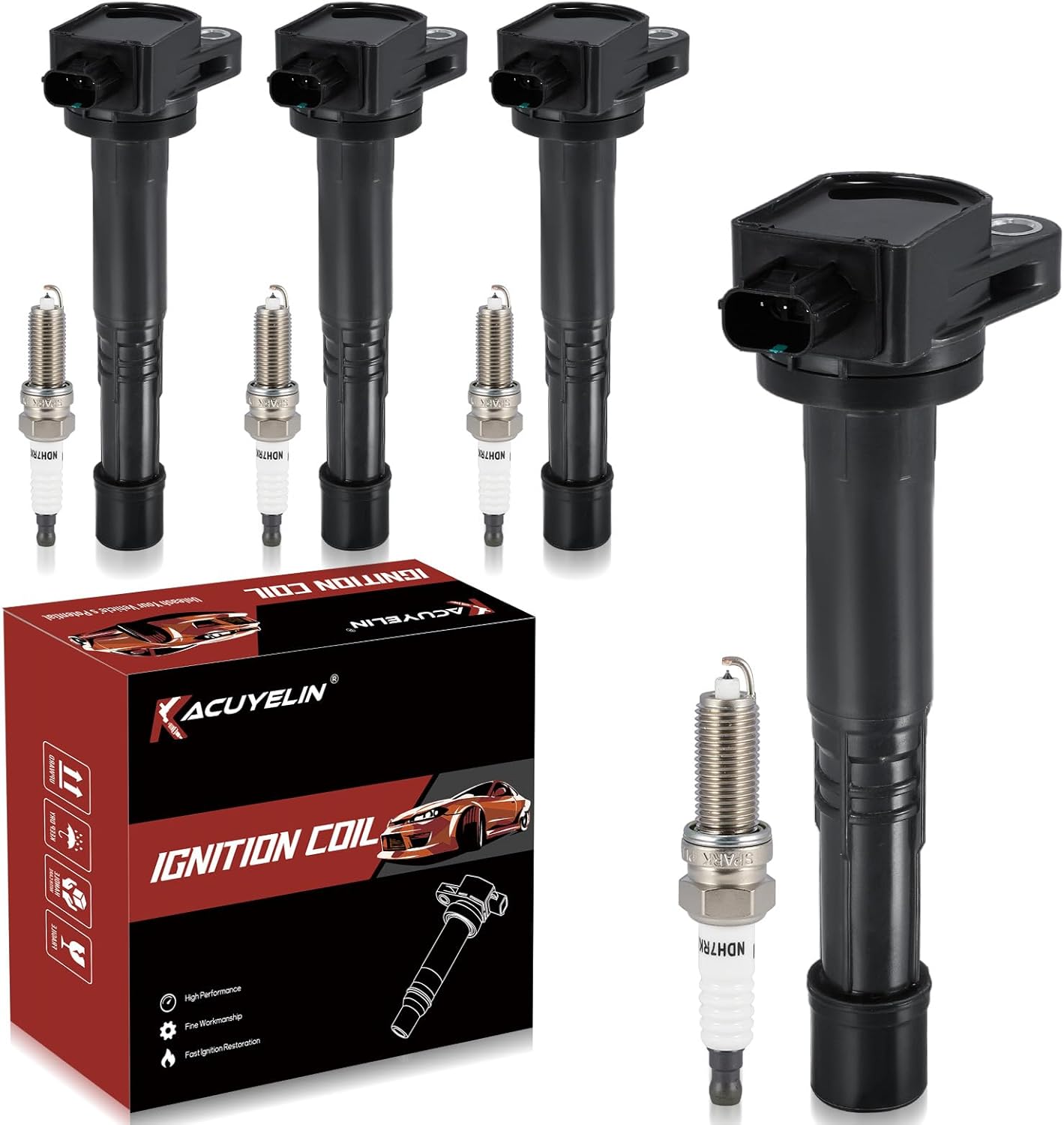 UF602 Ignition Coil Pack & Iridium Spark Plugs for Honda