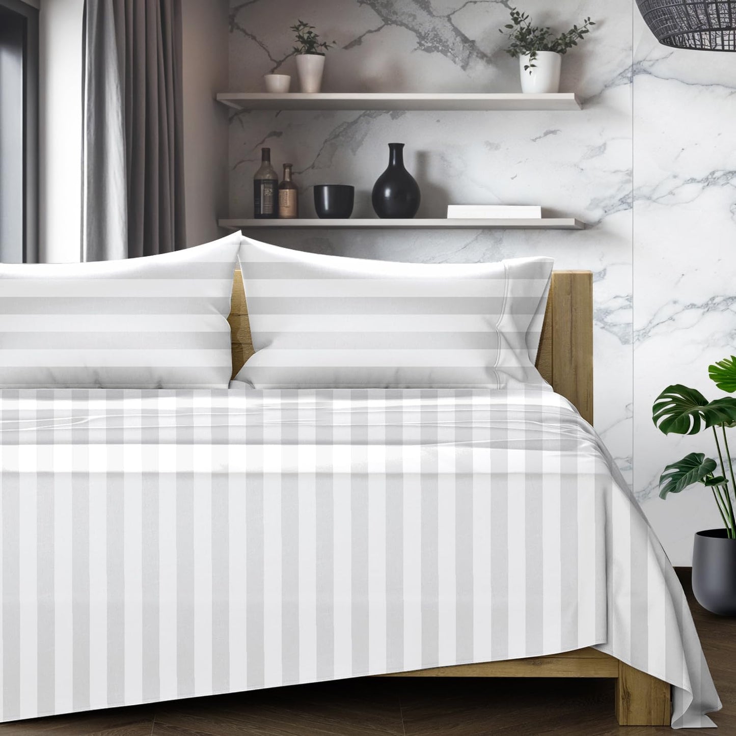 Luxurious 100% Egyptian Cotton Queen Sheets Set for Comfort