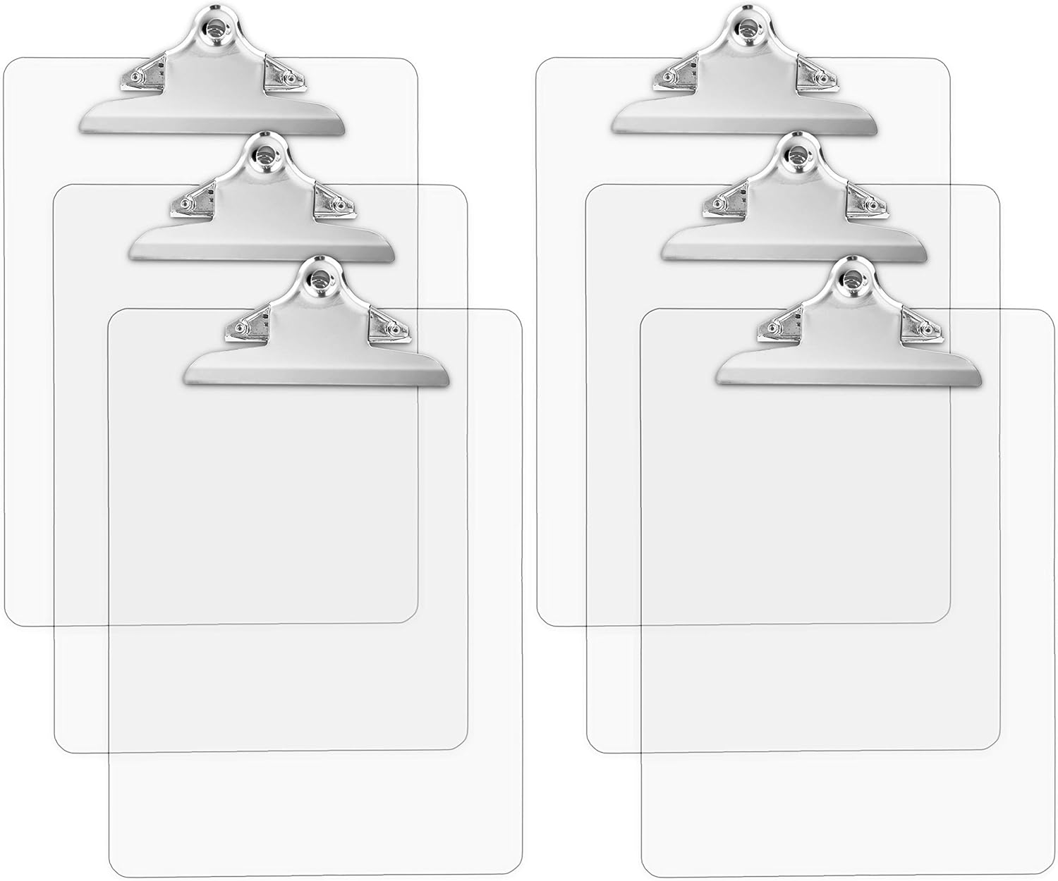 Plastic Transparent Clipboards Set of 6 for School and Office