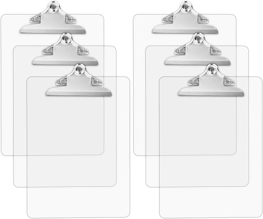 Plastic Transparent Clipboards Set of 6 for School and Office
