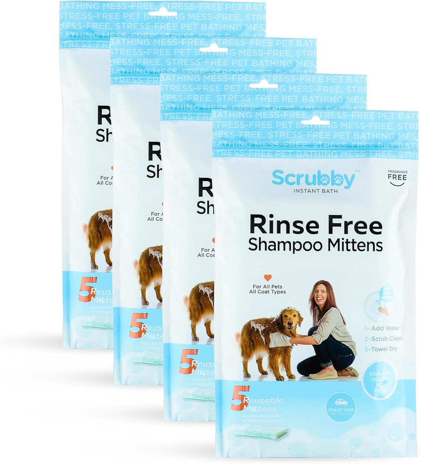 Hypoallergenic Pet Wash Mittens - 20 Pack