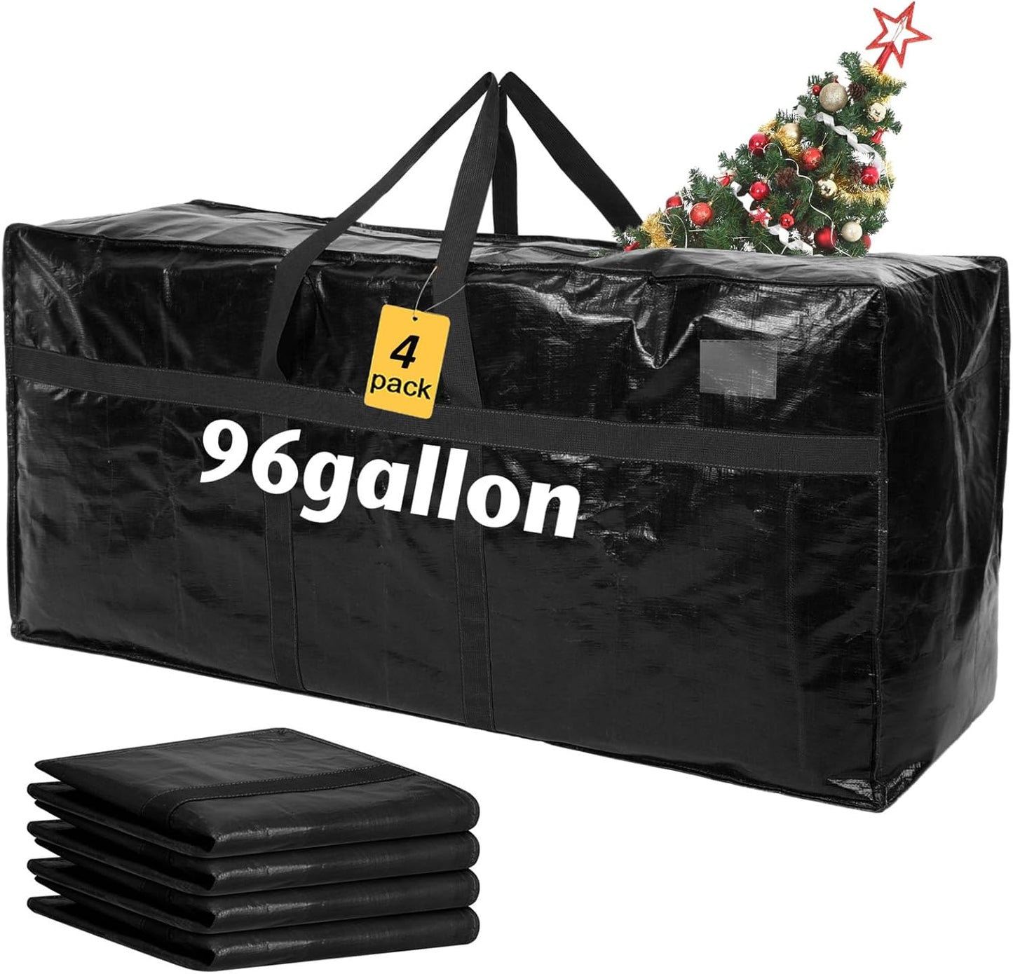 4 Pcs 96 Gallon Large Moving Bags with Zipper and Handles