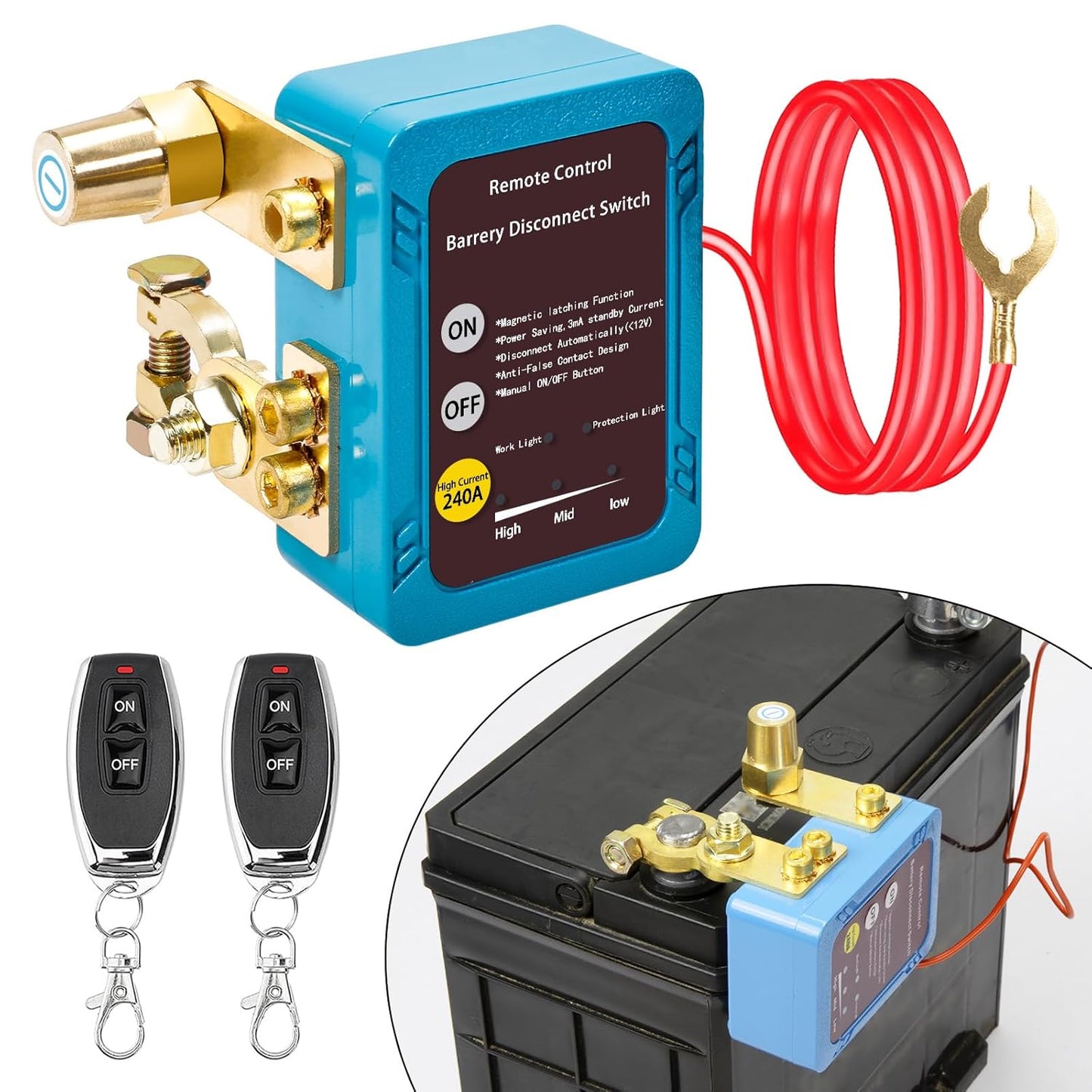 Remote Battery Disconnect Switch 12v for Cars, Trucks, RVs