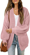 Open Front Chunky Cardigan Lantern Sleeve Oversized Knit - Cozy Layer