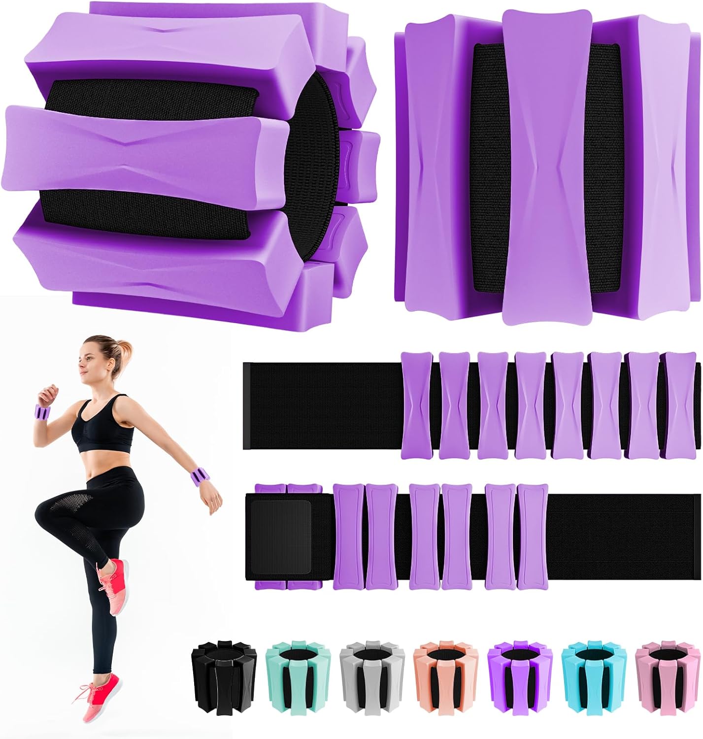 Adjustable Ankle/Wrist Weights Set, 1lb Each - Enhance Workouts!