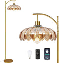 Gold Floor Lamp Mid Century Modern Standing Lamp - Dimmable Remote