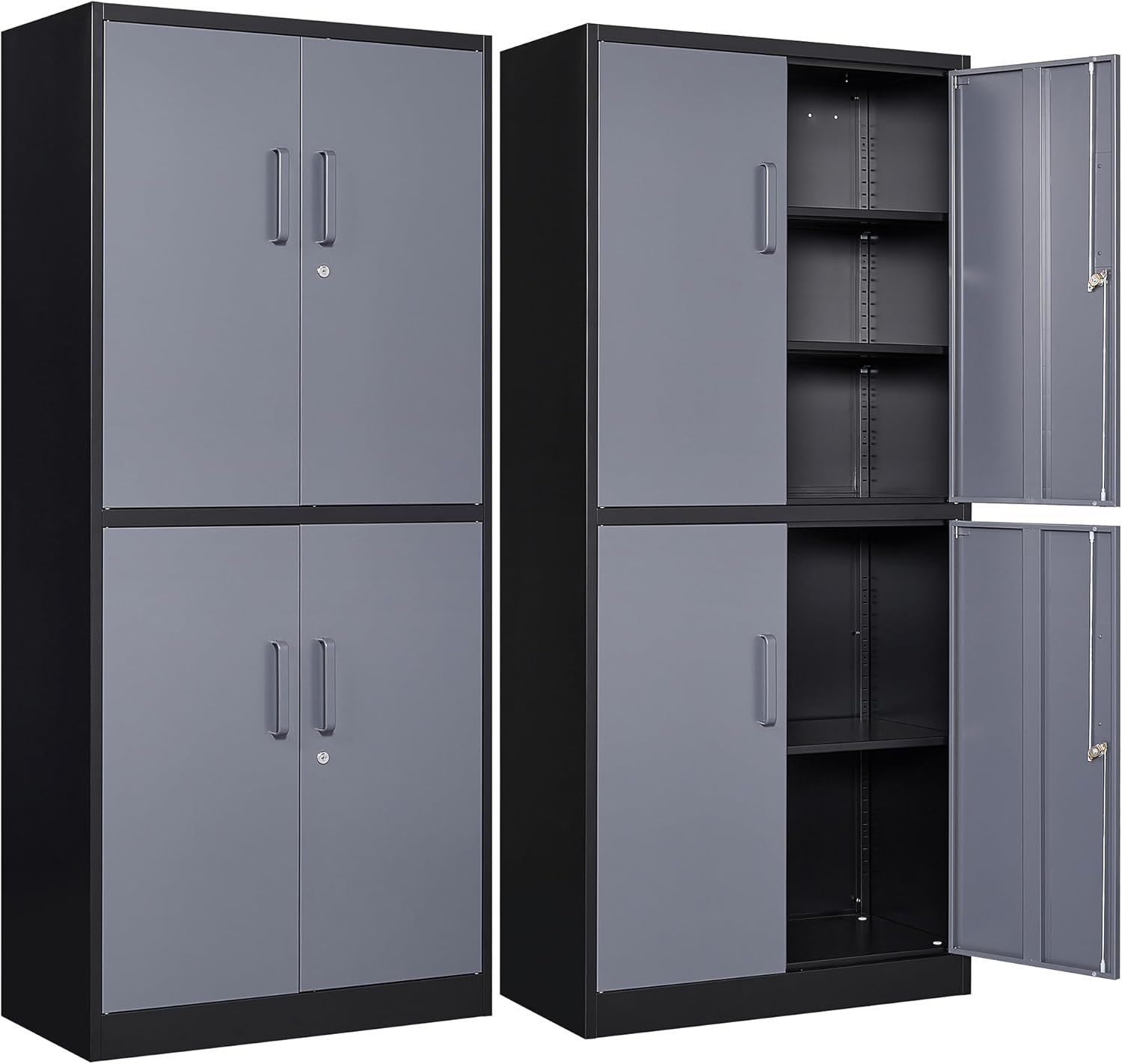 Metal Storage Cabinets with Lock and Adjustable Shelves for Home