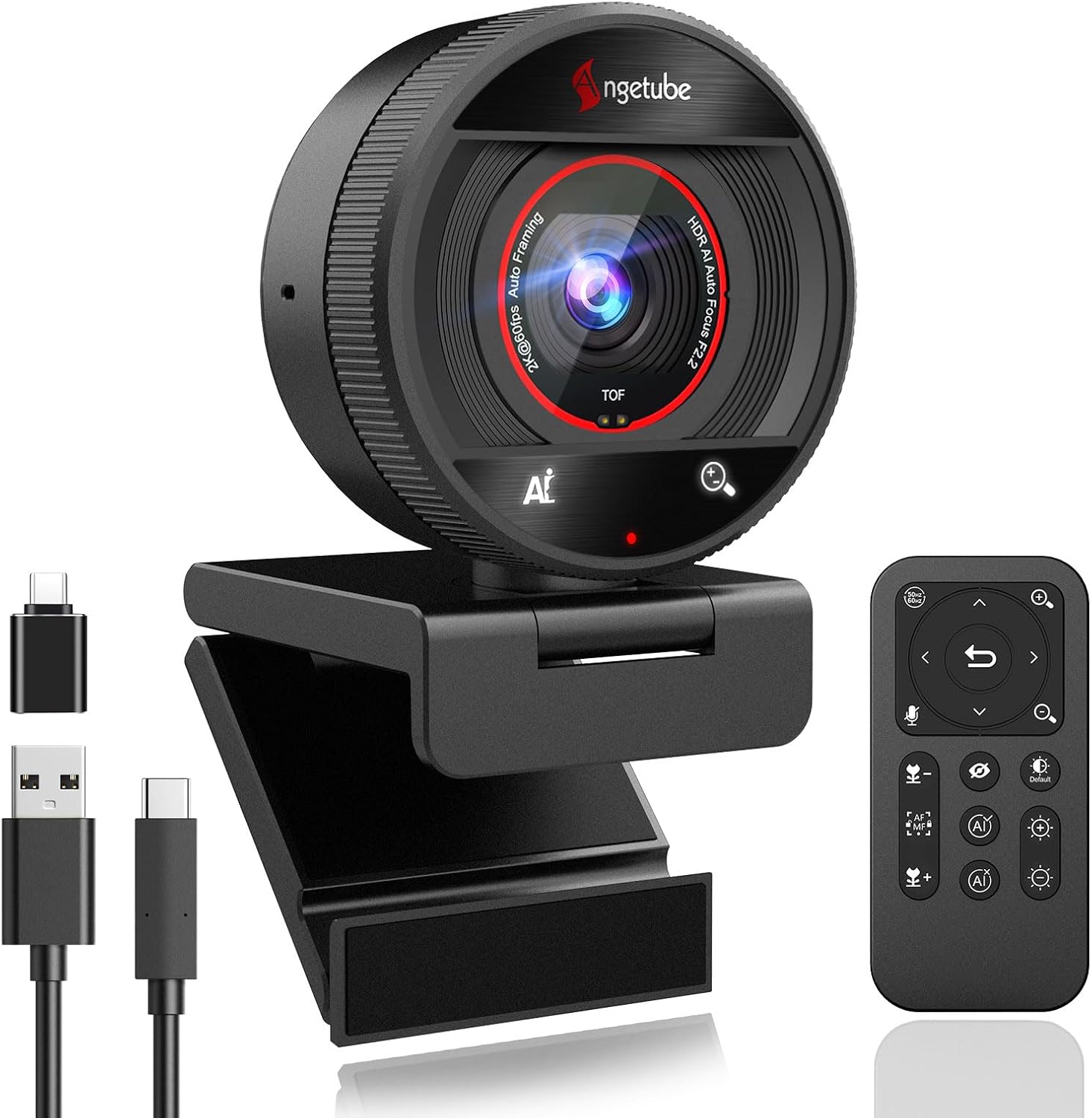 Angetube AI Webcam for PC - 1080p/2K@60FPS HD Streaming