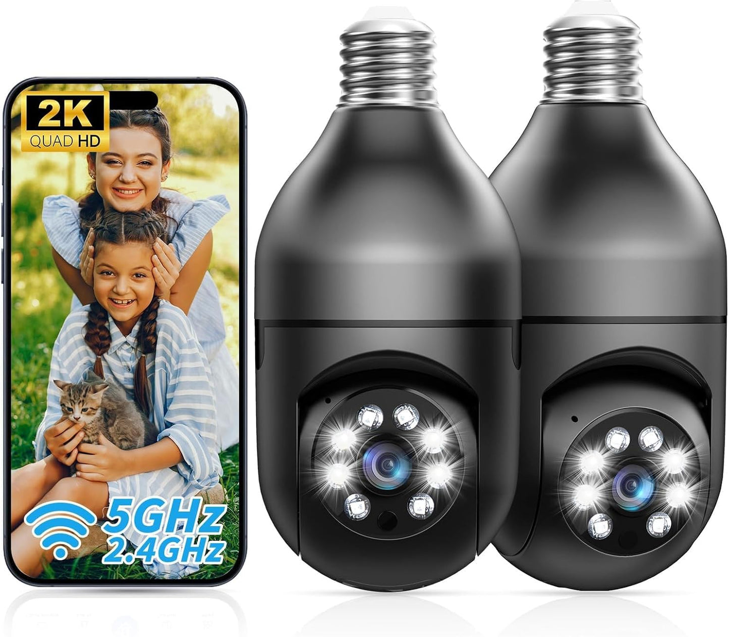 2K Light Bulb Security Camera Outdoor with Two Way Talk
