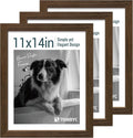 11x14 Picture Frame Set 3 Pack - Brown Woodgrain Frames for Wall