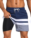 Mens Swim Trunks with Compression Liner 2-in-1 Quick Dry Shorts