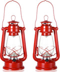 Vintage LED Hurricane Lanterns 12 in - Battery Outdoor Tabletop Set