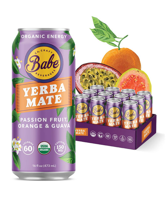 Babe Organic Yerba Mate Energy Drinks with 150mg Caffeine