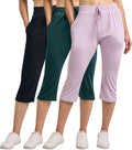 Women's Capri Sweatpants 3-Pack - Lightweight Comfortable Fit