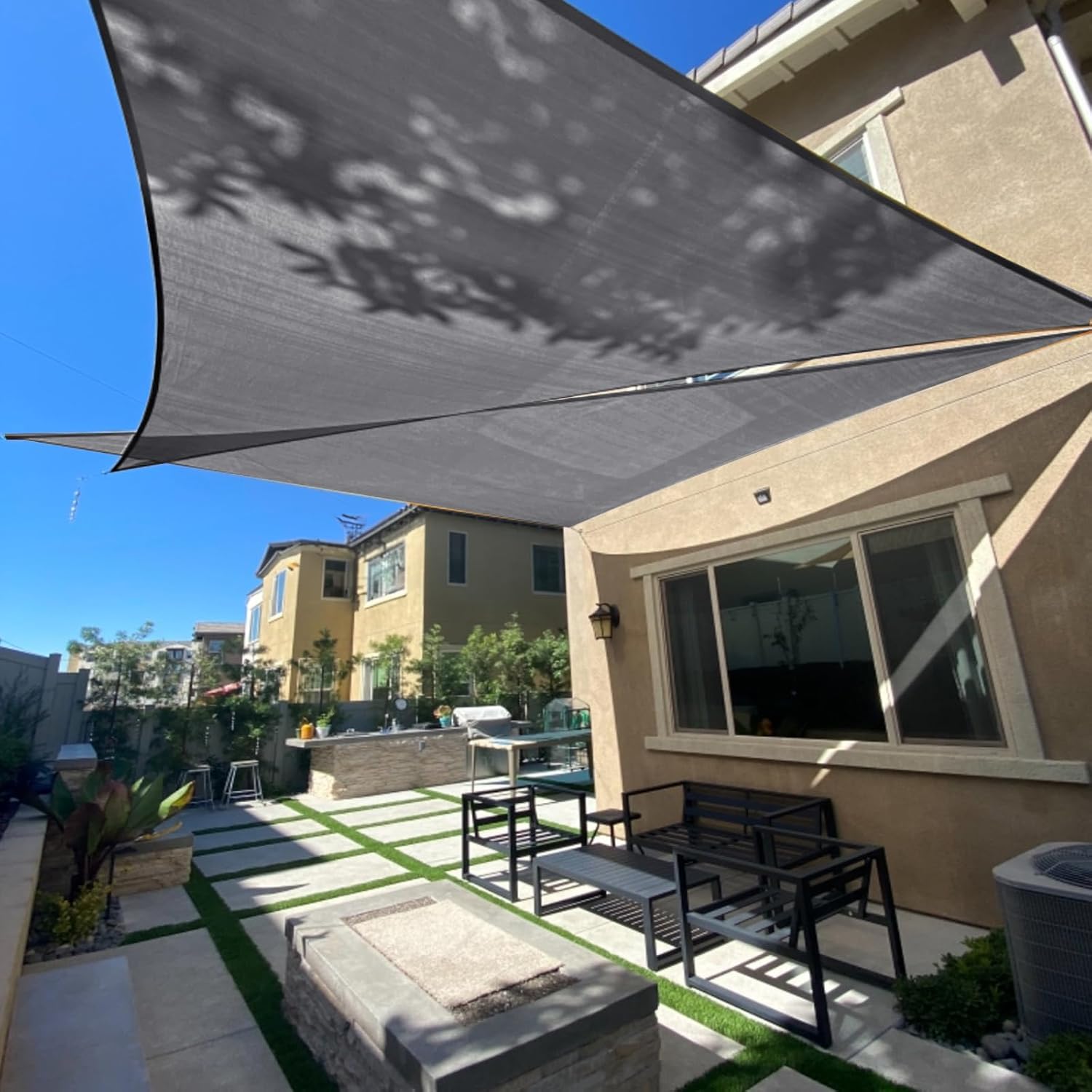 SUNLAX Sun Shade Sail 12ft x 14ft x 18.4ft Dark Grey Canopy