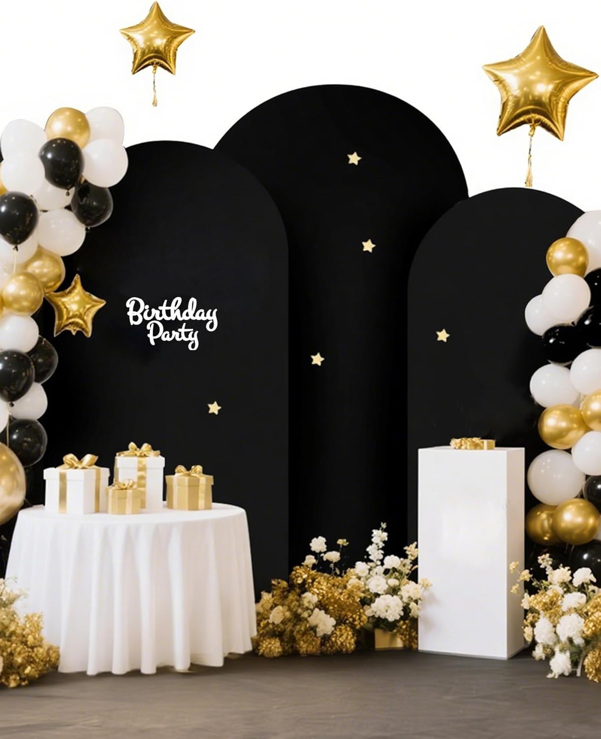 Hemmotop Black Arch Backdrop Cover Set of 3 for Events