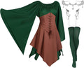 Haysandy Women Elf Costume Renaissance Irish Dress Set - Fairy Cosplay