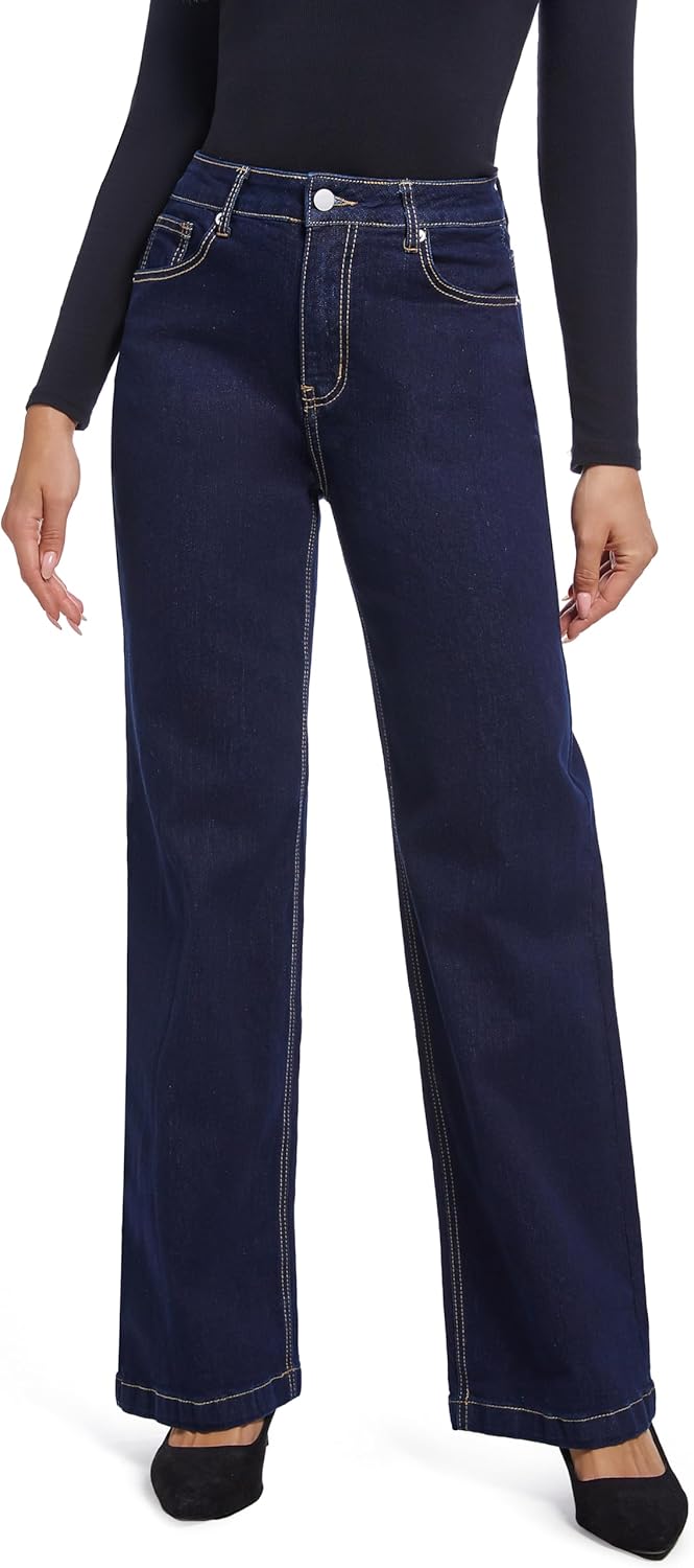 Trendy Black Pull On Jeans for Women - High Waisted Casual Style