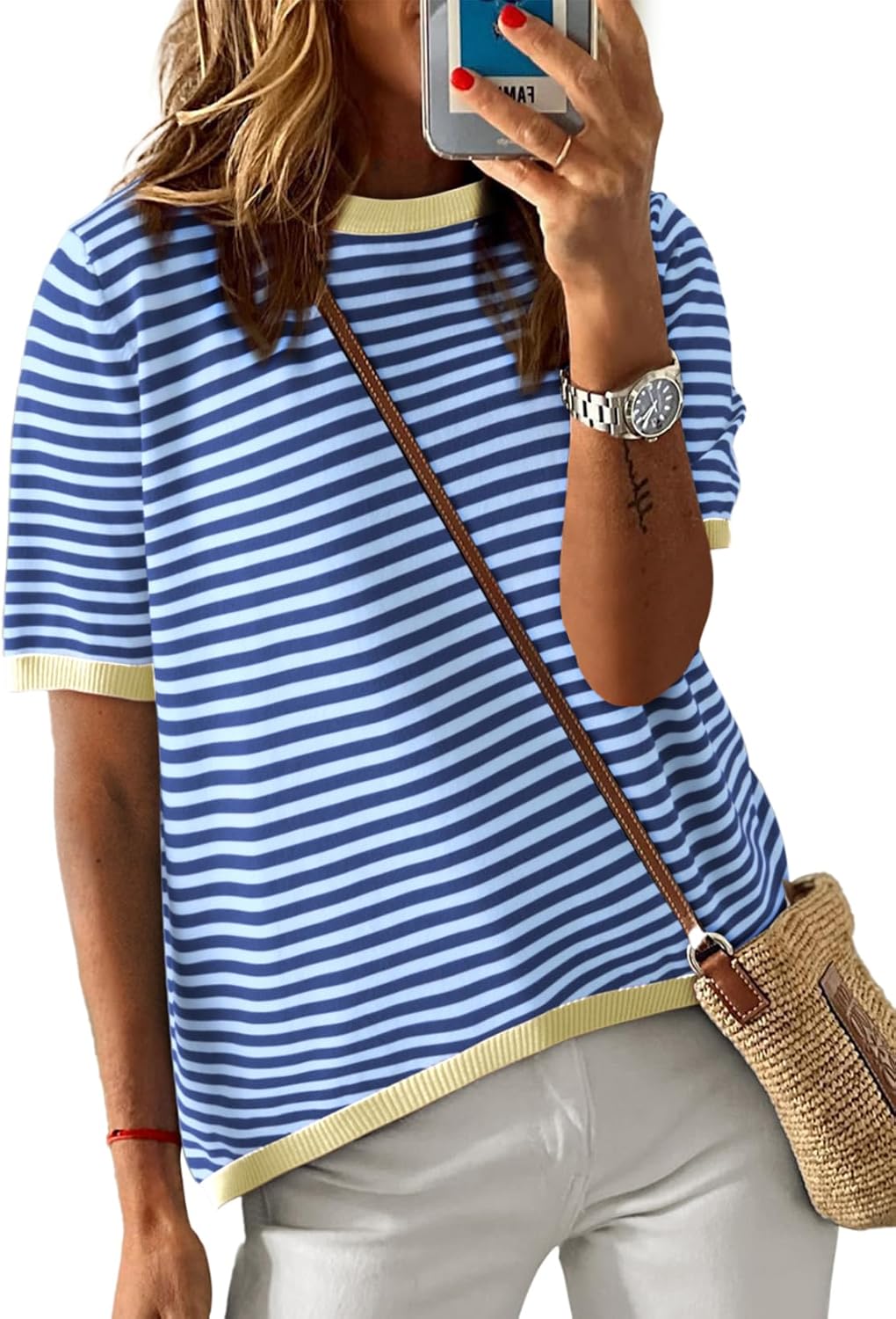 Dokotoo Striped Color Block Summer Sweater