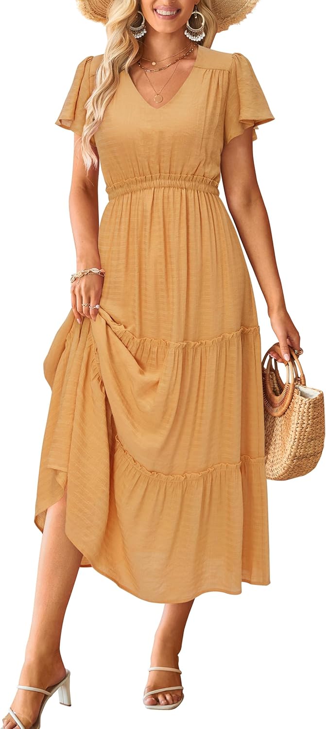 VOTEPRETTY Women's Summer Boho Maxi Dress for Beach Weddings