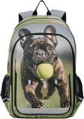 ALA ZA French Bulldog Running with Tennis Ball School Backpack