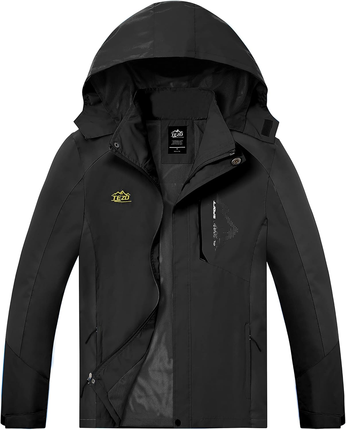 TEZO Mens Rain Jacket Waterproof Lightweight Windbreaker for Hiking