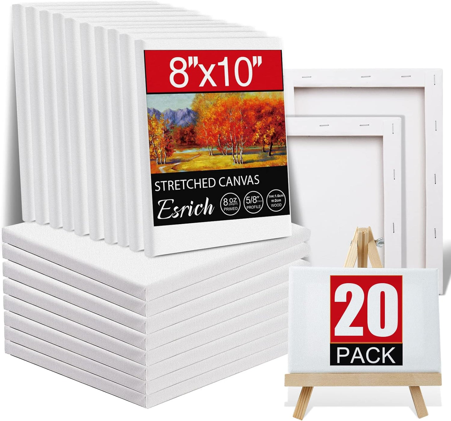 20 Pack 8x10 Canvases for Painting - Perfect for All Artists