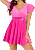 Arolina Women's Plus Size Tankini Swimdress Two Piece - Flattering V