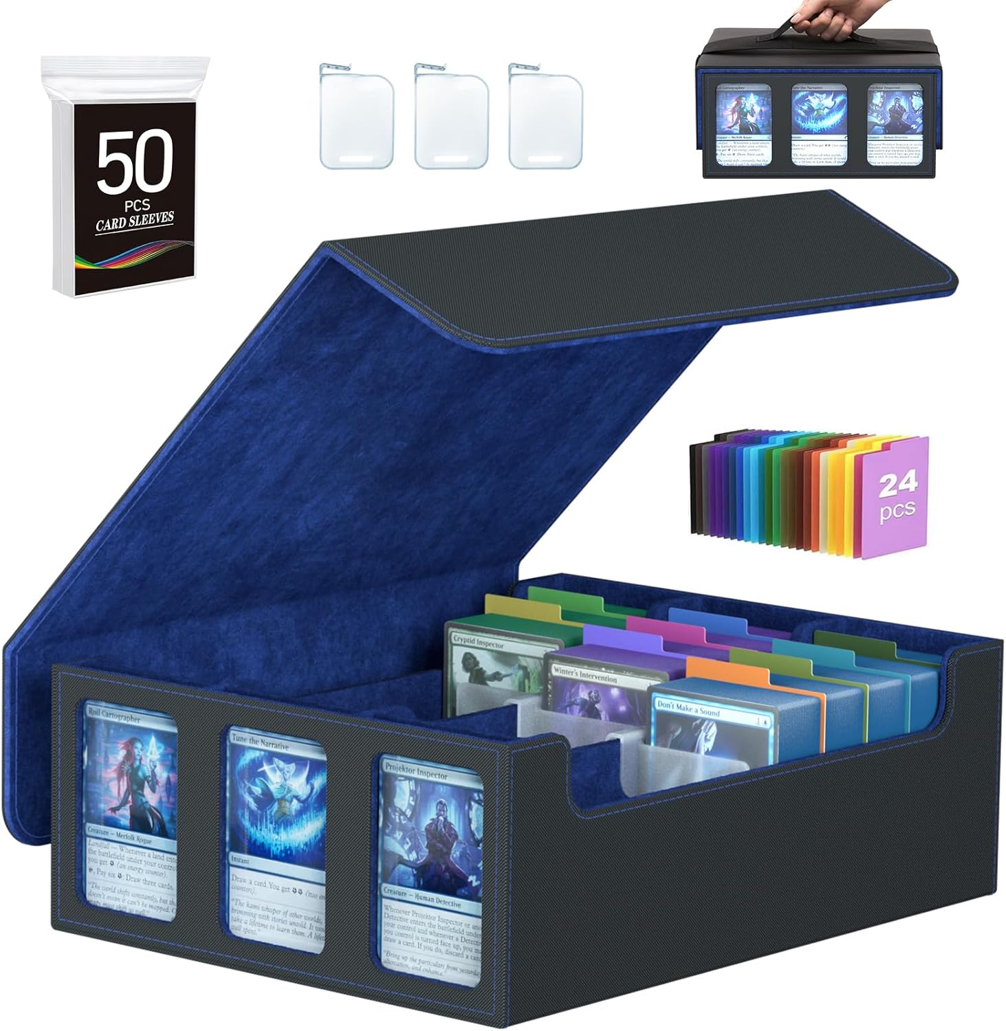 3-Row Trading Card Storage Box for 2400+ Cards Organizer