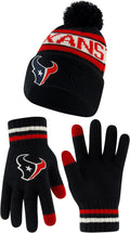 Youth NFL Super Soft Winter Beanie with Pom Pom and Gloves - Warm Set