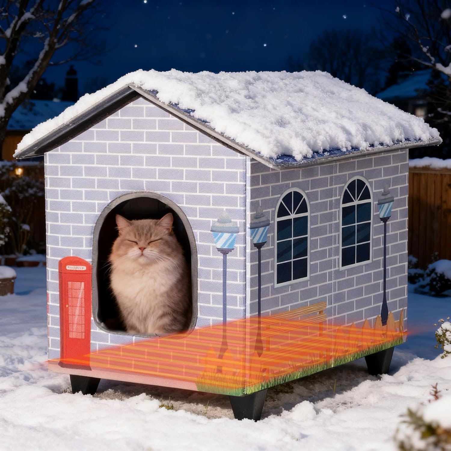 Elevated Heated Cat House for Indoor and Outdoor Use