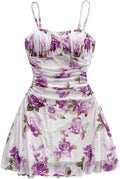 WDIRARA Women's Floral Cami Dress with Ruched Detailing for Summer