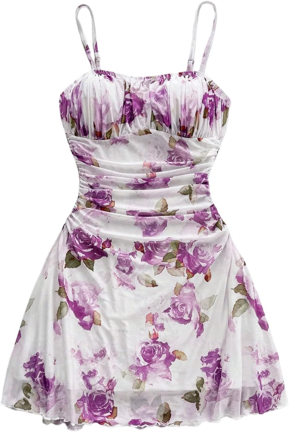 WDIRARA Women's Floral Print Ruched Cami Dress for Summer Fun
