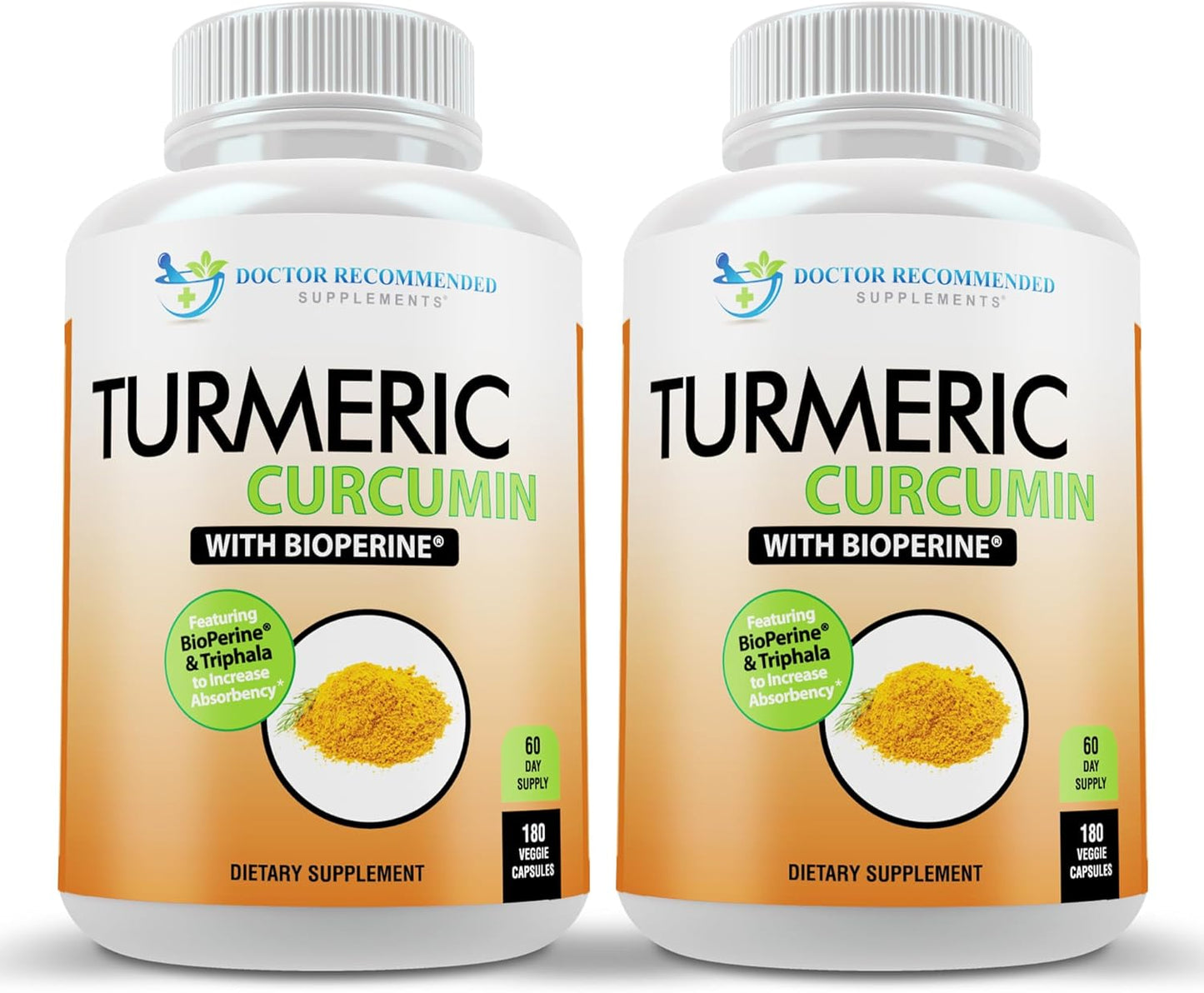 Turmeric Curcumin Supplement - 2250mg/d - Organic Veggie Caps