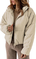 Womens Quilted Puffer Jacket Long Sleeve - Lightweight Warm