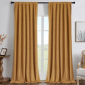 Mustard Yellow Blackout Curtains 96 in 2 Panels - Velvet Thermal