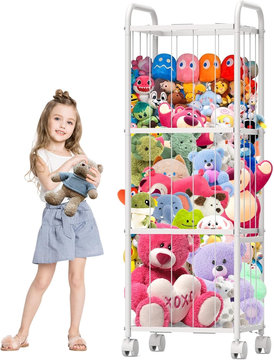 Extra Large Stuffed Animal Storage Organizer with Wheels for Kids