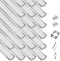 20-Pack 6.6ft Recessed LED Aluminum Channel for Strip Lights - Flush