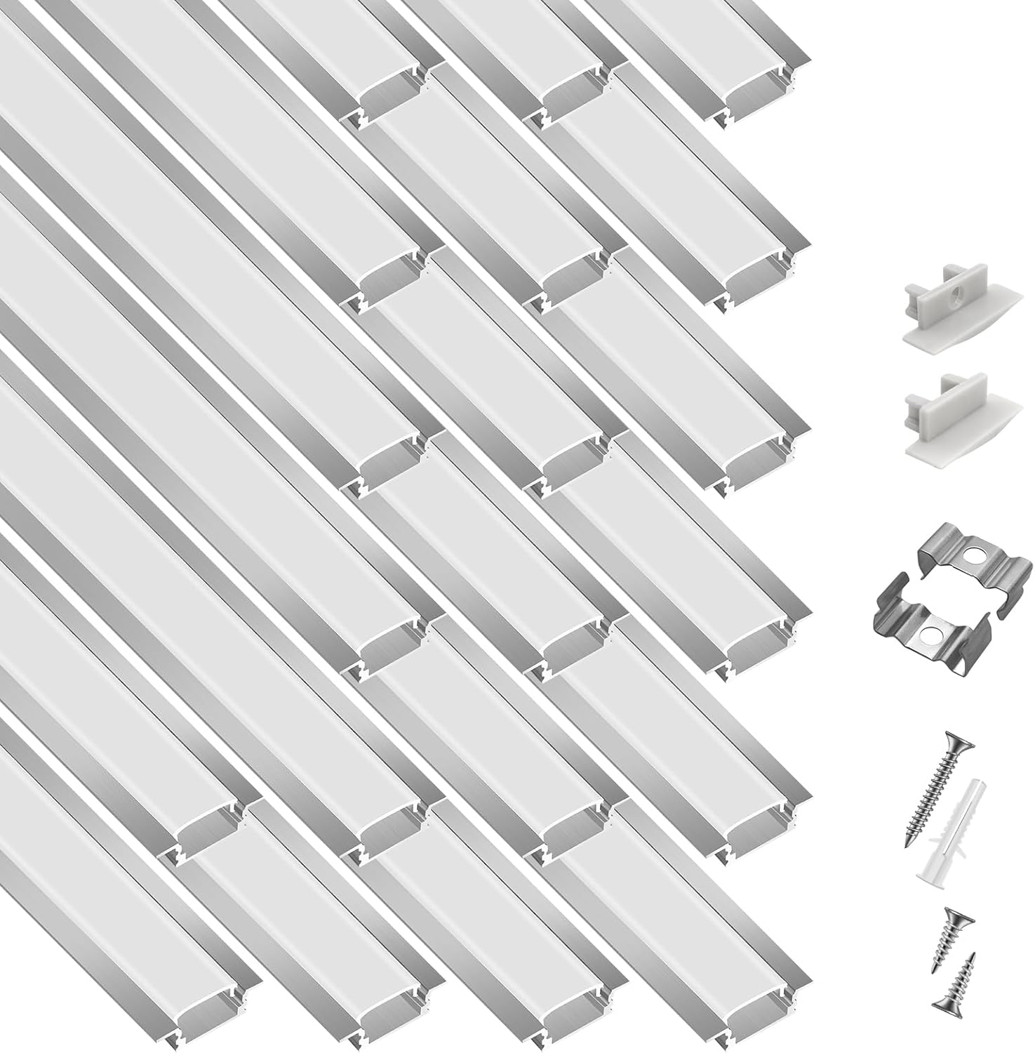20-Pack 6.6ft LED Aluminum Channel for Recessed Lighting