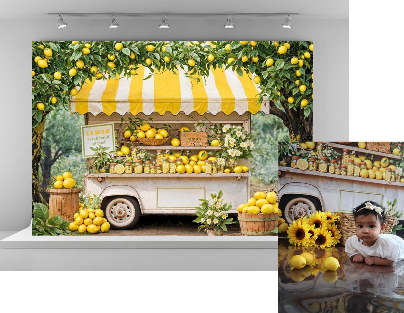 7x5ft Lemon Shop Backdrops for Photography by Kate - Fresh Look