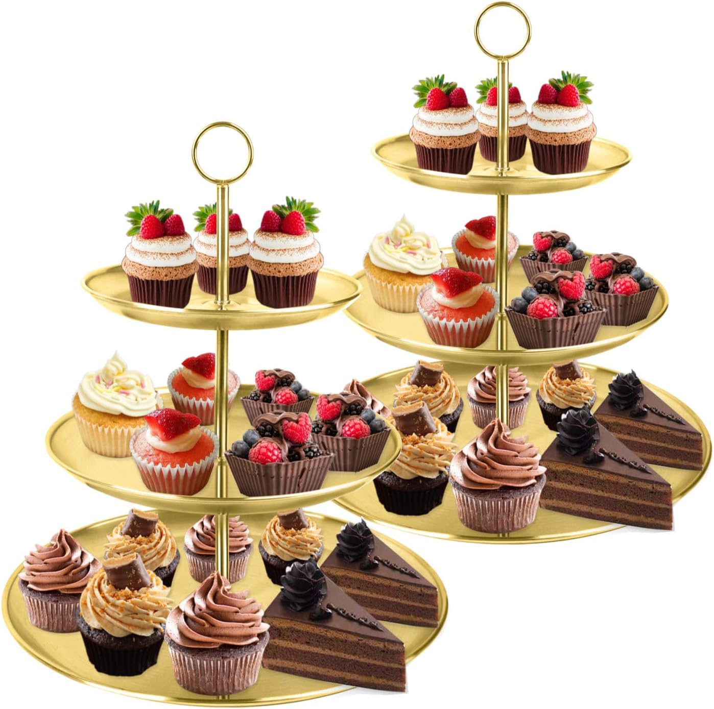 3 Tier Gold Cupcake Stand for Parties and Weddings - Durable Design