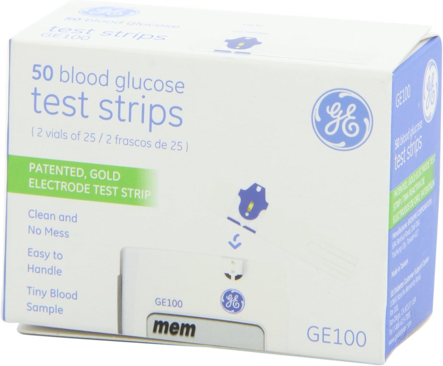 GE100 Blood Glucose Test Strips with True Auto Coding Technology