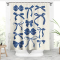 Blue Bows Print Shower Curtain 72 x 72 in - Girly Aesthetic Bath Decor
