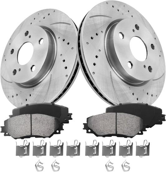 MOTOREVO Front Brake Pads And Rotors Kit For Toyota Prius V