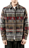 FindThy Mens Brushed Flannel Aztec Print Shacket - Warm Layering Long