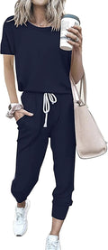 Women Summer Two Piece Striped Lounge Set - Lightweight Travel